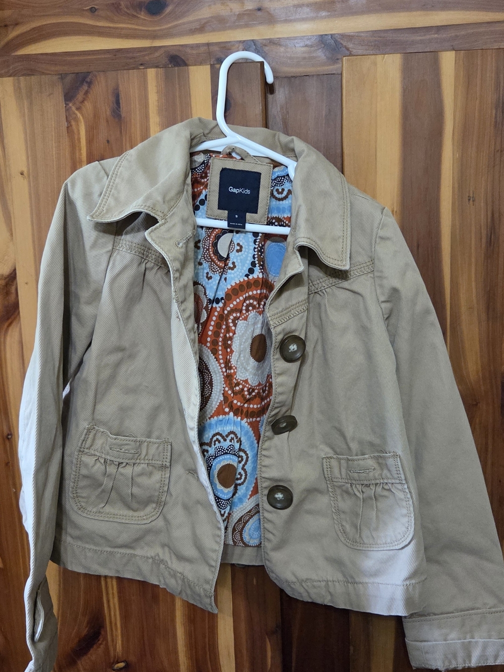 GAP Tan Cotton Jacket with Patterned Lining